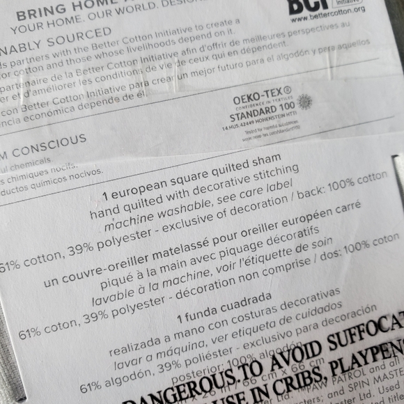 NEW Pottery Barn Kids Paw Patrol Quilted Sham Cotton Euro Square 26"x26" - Picture 5 of 6